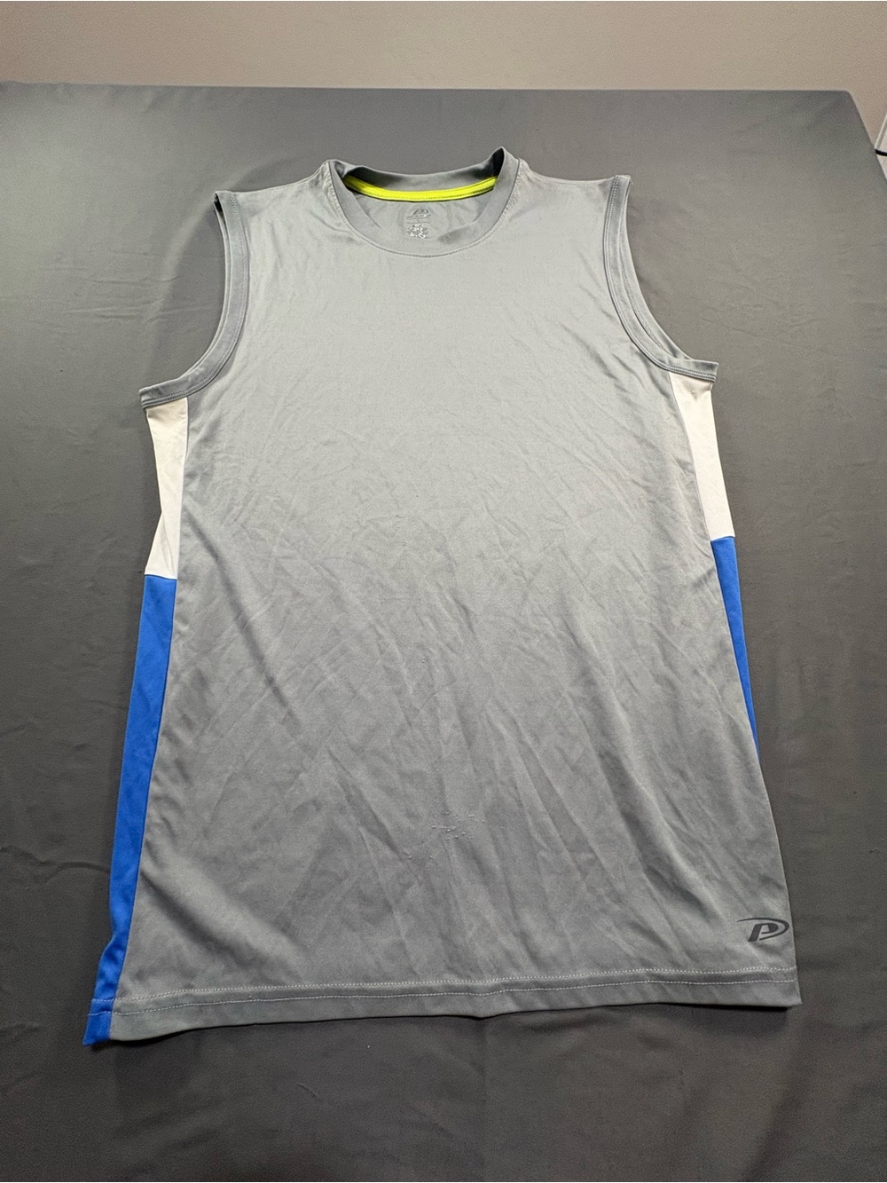 Pro Player Grey Sleeveless Tank with Blue and White Side Panels